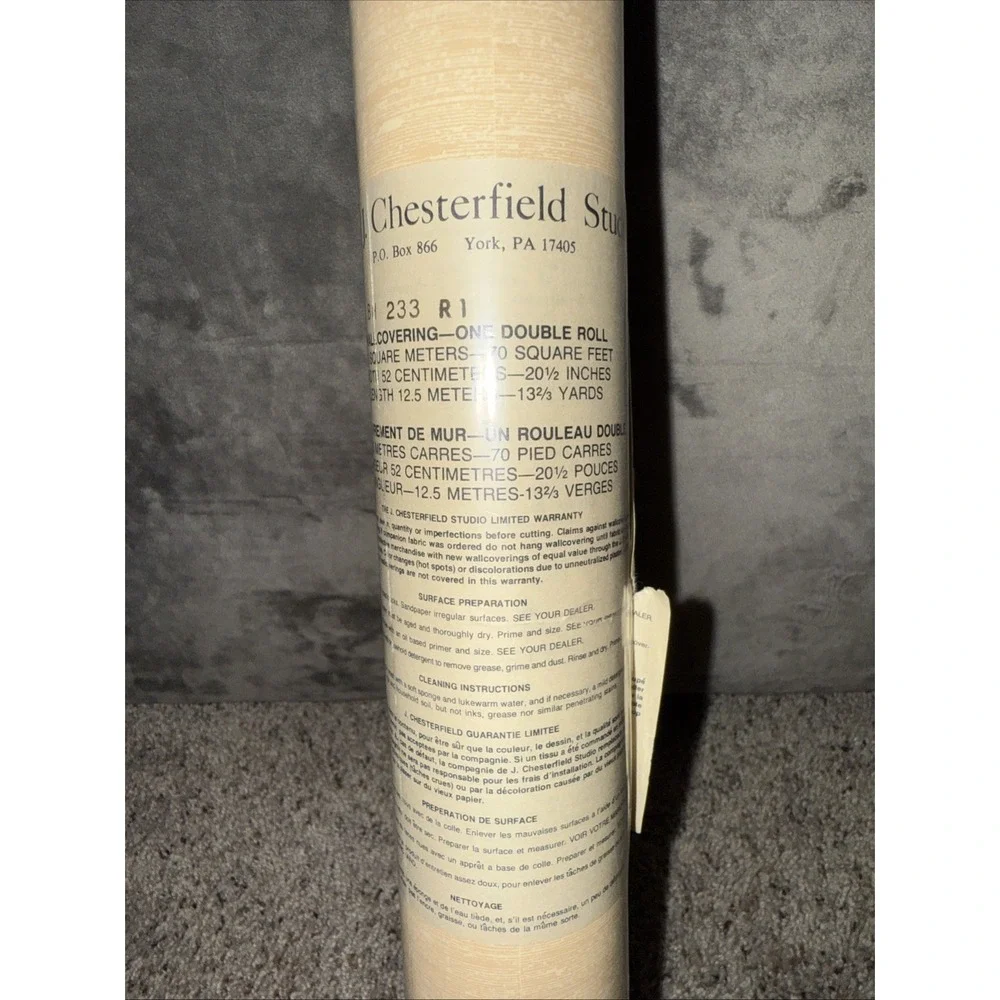 Vintage J. Chesterfield Wallpaper BH 233 R1 Beige Texture Look 70 Sq Ft Double R